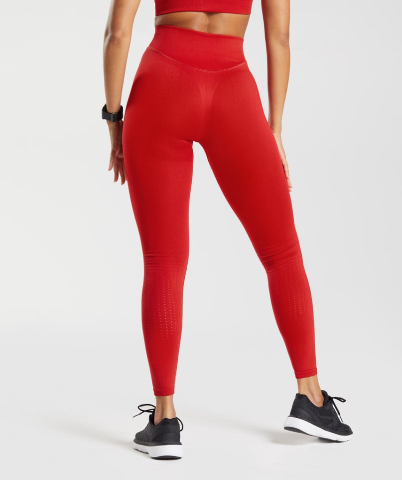 Legginsy Gymshark Sweat Seamless Sculpt Damskie Czerwone | PL 250GSM